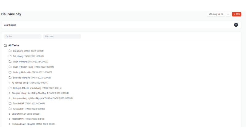 Quản lý công việc với Dạng Cây