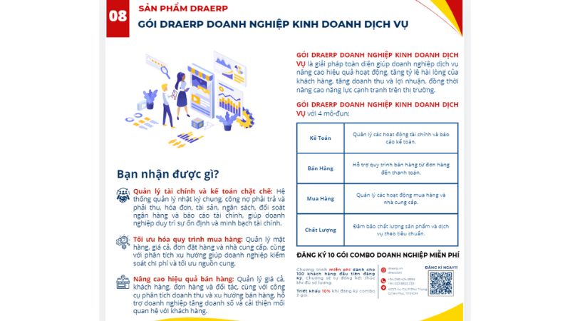 gói DRAERP doanh nghiệp kinh doanh dịch vụ