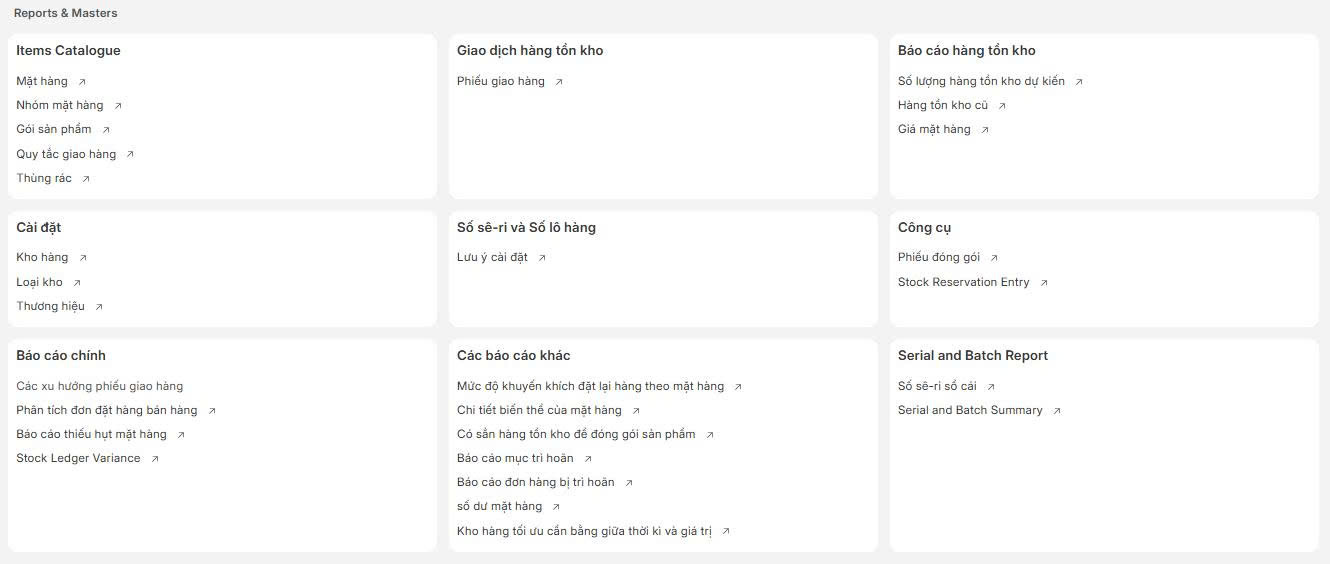 Hình mình họa: Module Kho trong Draerp Startup
